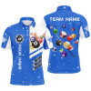 FUNSTUFFPRINT  Personalized Blue 3D Billiard Balls Men Polo Shirts Custom Name Billiard Team   Polo Shirt Size S-5XL
