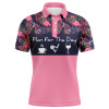 FUNSTUFFPRINT Mens golf polo shirt plan for the day coffee golf wine custom pink flamingo and palm leaves golf   Polo Shirt Size S-5XL