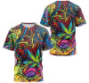 FUNSTUFFPRINT Personalized T-Shirt, Hoodie - Hippie Multicolor Canabis Weed 3D Printed 3D T-shirt