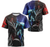 FUNSTUFFPRINT Personalized T-Shirt, Hoodie - Thunder Blue Wolf Fire Dragon 3D Printed 3D T-shirt