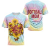FUNSTUFFPRINT Personalized T-Shirt, Hoodie - Tie Dye Softball Mom Sunflower Butterfly 3D Printed 3D T-shirt