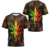 FUNSTUFFPRINT Personalized T-Shirt, Hoodie - Red Blue Green Cannabis Weed Painting 3D Printed 3D T-shirt