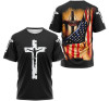 FUNSTUFFPRINT Personalized T-Shirt, Hoodie - Christian Jesus Cross American Flag 3D Printed 3D T-shirt
