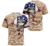 FUNSTUFFPRINT Personalized T-Shirt, Hoodie - Us Marine Corps Veteran American Flag Camo 2 3D Printed 3D T-shirt