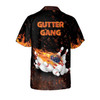 Custom Personalized Name Flame Bowling Gutter Gang Hawaiian Shirt , Gift for Bowler, Flag Shirt