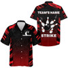 Custom Red Camo Hawaiian Bowling Shirt For Men Custom Name Team Name Bowling 3D Hawaiian Strike Bowling Shirt