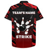 Custom Red Camo Hawaiian Bowling Shirt For Men Custom Name Team Name Bowling 3D Hawaiian Strike Bowling Shirt