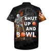 Custom Shut Up and Bowl Funny Hawaiian Bowling Shirt Personalized Flame Bowling Skull Bowler Hawaiian Shirt, Skull Shirt
