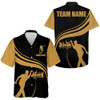Custom Personalized Hawaiian Bowling Shirt Black and Gold Bowlers Custom Team Bowling Hawaiian Shirt