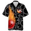 Custom Personalized Flame Hawaiian Bowling Shirt, Men Women Skull Pins Black Bowlers