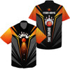 Custom Hawaiian Bowling Shirts Bowling Ball And Pins Team Shirt, Black Orange Bowl Shirts