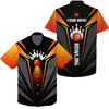 Custom Hawaiian Bowling Shirts Bowling Ball And Pins Team Shirt, Black Orange Bowl Shirts