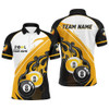 FUNSTUFFPRINT  Personalized Black Yellow Billiard 8 Ball & 9 Ball Pool Men Polo Shirts, Billiard Attire   Polo Shirt Size S-5XL