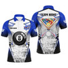 FUNSTUFFPRINT Personalized Billiard Balls And Cue Blue Grunge Style Men Polo Shirts Custom Billiard   Polo Shirt Size S-5XL