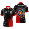 FUNSTUFFPRINT Personalized Paint Red 3D Target Archery Polo Shirts For Men Custom Name Archery   Polo Shirt Size S-5XL