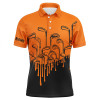 FUNSTUFFPRINT Orange and black Halloween golf clubs Mens golf polo shirts custom male golf attire for men   Polo Shirt Size S-5XL