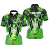 FUNSTUFFPRINT Green lightning thunder Bowling  Polo Shirt Size S-5XL