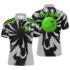 FUNSTUFFPRINT Black and Gray bowling  Polo Shirt Size S-5XL