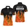 FUNSTUFFPRINT Mens Orange Flame Golf Polo Shirts, Personalized Fire Golf  Polo Shirt Size S-5XL