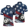 FUNSTUFFPRINT Grunge American Flag 8 Ball Pool Men Billiard Polo Shirts Custom Patriotic Billiard Attire  Polo Shirt Size S-5XL