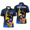 FUNSTUFFPRINT  Custom Name Blue Billiard Balls 3D Billiard Men Polo Shirts Personalized 8 Ball Pool   Polo Shirt Size S-5XL