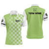 FUNSTUFFPRINT Mens golf polos shirts custom name green checkered pattern golf  Polo Shirt Size S-5XL
