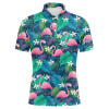 FUNSTUFFPRINT  Men golf polo shirts colorful flamingo green tropical leaf pattern custom  Polo Shirt Size S-5XL