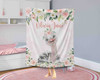 FUNSTUFFPRINT Custom  Baby Ostrich Blanket, Pink Floral Ostrich Nursery Blanket, Rose Flowers Girl Blanket, Personalized Baby Shower Gift Kids Custom Name Blanket