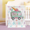 FUNSTUFFPRINT Custom  Ice Cream Van Blanket Personalized Summer Nursery Blanket Kids Custom Name Blanket Summer Vacation Present Baby Shower Gift For Girls