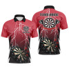 FUNSTUFFPRINT Mens Personalized Red Lightning Darts Polo Shirt Custom Thunder Darts  Polo Shirt Size S-5XL