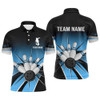 FUNSTUFFPRINT  Black&Blue Bowling Polo Shirt Vintage Custom Bowling Jersey For Men   Polo Shirt Size S-5XL