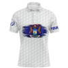 FUNSTUFFPRINT    Michigan Flag White Golf Ball Pattern Mens Polo Shirt Custom Patriotic Golf Polo Shirt Size S-5XL