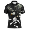 FUNSTUFFPRINT  Black and white Mens bowling polo shirts Custom Eagle Team bowling shirts, gift for bowlers Polo Shirt Size S-5XL