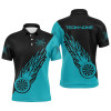 FUNSTUFFPRINT   Personalized Turquoise & Black Flame Darts Men Polo Shirt Darts Shirt For Men Dart  Polo Shirt Size S-5XL