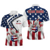 FUNSTUFFPRINT  American flag retro Bowling Shirts For Men Custom Patriotic   Polo Shirt Size S-5XL
