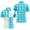 FUNSTUFFPRINT Golf addicted Mens golf polo shirts custom Cyan blue and white golf ball clubs argyle plaid pattern    Polo Shirt Size S-5XL
