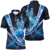 FUNSTUFFPRINT Custom Blue Thunder Lightning Bowling Polo Shirts For Men And Women Bowling   Polo Shirt Size S-5XL