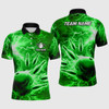 FUNSTUFFPRINT   Mens polo bowling shirts Custom green lightning thunder  Polo Shirt Size S-5XL