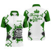 FUNSTUFFPRINT   King Of Darts Green White Mens Darts Polo Shirt Customized Cool Darts  Polo Shirt Size S-5XL