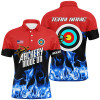 FUNSTUFFPRINT   Personalized Red Blue Flame Archery Mode On Polo Shirts For Men Custom  Polo Shirt Size S-5XL