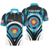 FUNSTUFFPRINT  Blue Flaming Archery Target Board Custom Polo Shirts For Men  Polo Shirt Size S-5XL