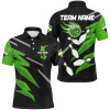 FUNSTUFFPRINT   Black and Green Bowling Polo, Quarter Zip Shirts For Men Custom Bowling Team  Polo Shirt Size S-5XL