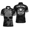 FUNSTUFFPRINT  Personalized Black Grey Grunge Men Darts Polo Shirt Skull Darts  Polo Shirt Size S-5XL
