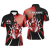 FUNSTUFFPRINT  Black and red retro Mens Bowling polo shirts Custom bowling ball and pins Team bowling  Polo Shirt Size S-5XL