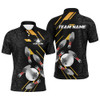 FUNSTUFFPRINT   Silver Bowling Ball pins Team bowling shirts for Men custom bowling  Polo Shirt Size S-5XL