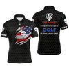 FUNSTUFFPRINT  Patriotic American Flag Golf Polo Shirts Custom Name Skull Golf Shirts For Men  Polo Shirt Size S-5XL