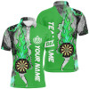 FUNSTUFFPRINT  Personalized Green Darts Board Fire Flame Smoke Men Darts  Polo Shirt Size S-5XL