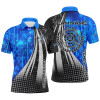 FUNSTUFFPRINT  Personalized Blue Black Archery Coach 3D Polo Shirts For Men, Custom Target Archery Team  Polo Shirt Size S-5XL