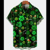 St. Patrick's Day Clover Rainbow Casual Men's Large Short Sleeve Shirt