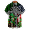 Men's St. Patrick's Day Fun Flag Panel Print Short Sleeve hawaiian Shirt